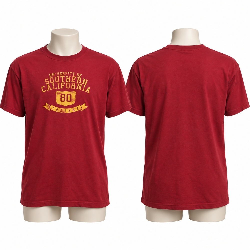 USC Trojans Mens XL Cardinal Red Gold Graphic T Shirt DWW Authentic Cotton